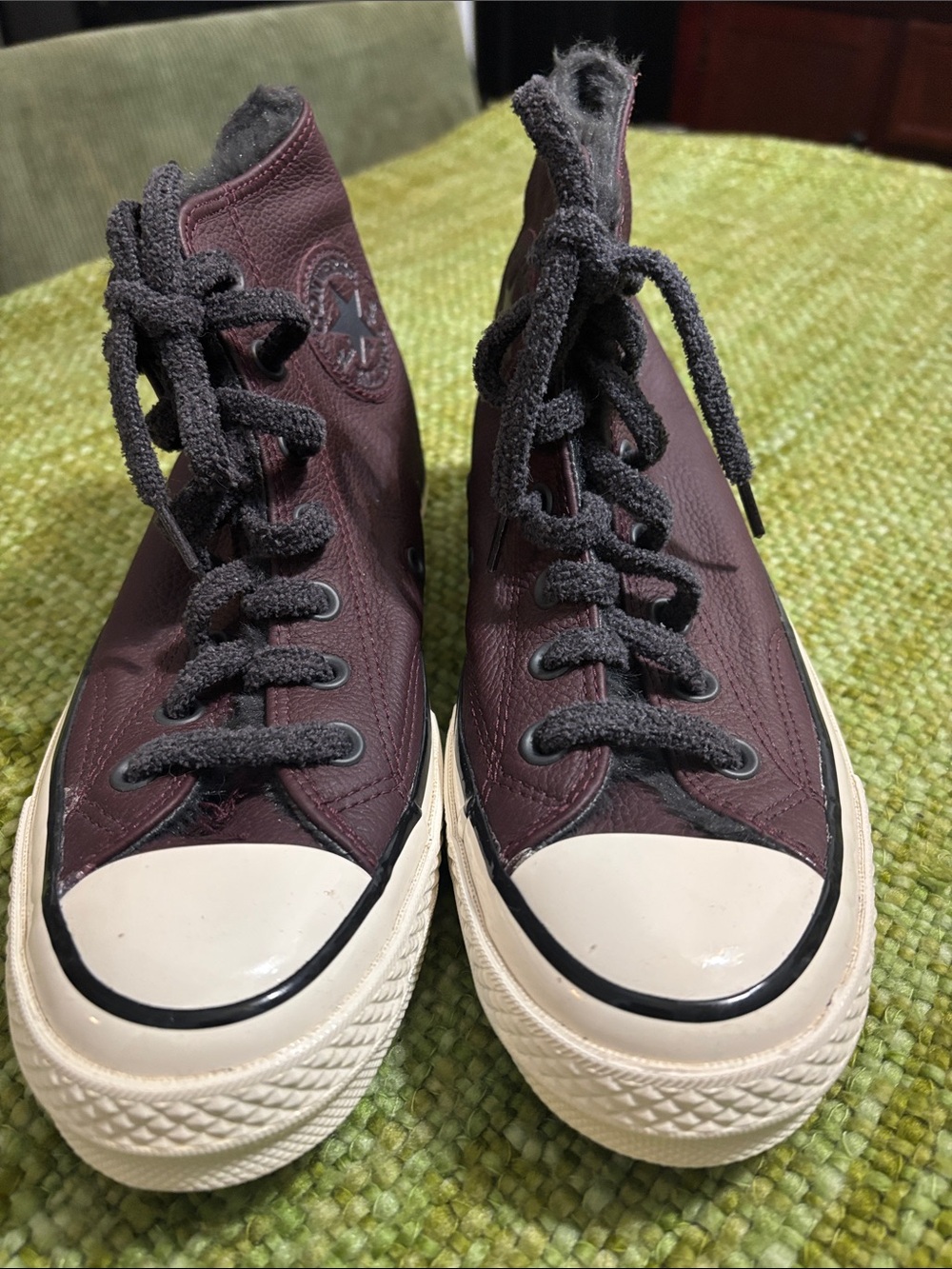 Converse High Top Leather Sneakers - Burgundy and Black chuck Taylor 70